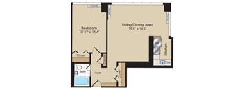 One Bedroom B Floorplan at The 925 Apartments