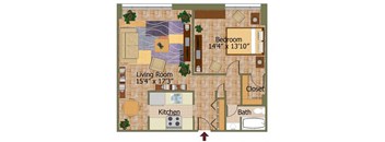 One Bed 04 Floorplan at Calvert House Apartments,Washington,DC