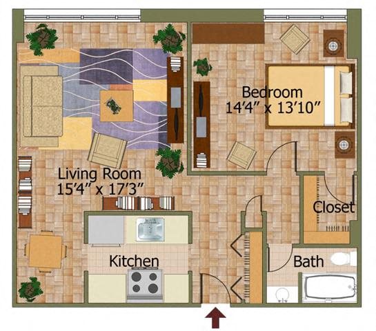 One Bed 04 Floorplan One Bed 04 Floorplan at Calvert House Apartments,Washington,DC