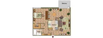 One Bed 08 Floorplan at Calvert House Apartments,Washington,DC