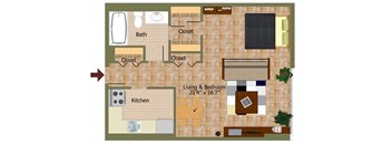 Studio02 Floorplan at Calvert House Apartments,Washington,DC
