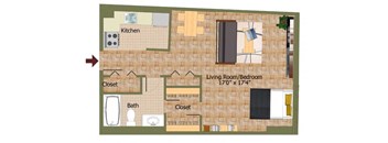 Studio03 Floorplan at Calvert House Apartments,Washington,DC