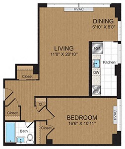 One-Bedroom 1C Floorplan One-Bedroom 1C Floorplan at Connecticut Park Apartments