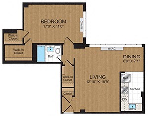 One-Bedroom 1D Floorplan One-Bedroom 1D Floorplan at Connecticut Park Apartments