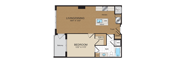 1 bed 1bath A1 Floorplan at Harrison at Reston Town Center