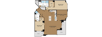 2 bed 2bath with den D1c-D1c1 Floorplan at Harrison at Reston Town Center