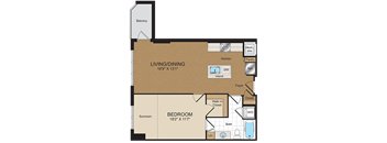 1 bed 1bath A1a Floorplan at Harrison at Reston Town Center
