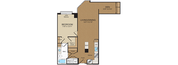 1 bed 1bath with den B2 Floorplan at Harrison at Reston Town Center