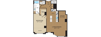 1 bed 1bath with den B4 Floorplan at Harrison at Reston Town Center