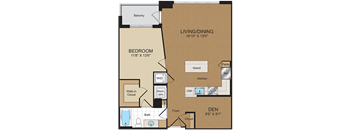 1 bed 1bath with den B5PH Floorplan at Harrison at Reston Town Center