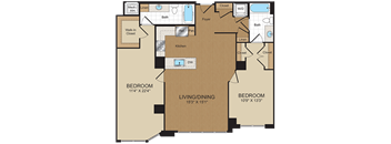 2 bed 2bath C1a Floorplan at Harrison at Reston Town Center