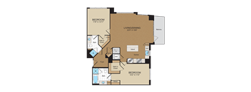 2 bed 2bath C2 Floorplan at Harrison at Reston Town Center