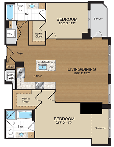 2 bed 2bath C4PH Floorplan at Harrison at Reston Town Center