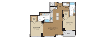 2 bed 2bath C6PH Floorplan at Harrison at Reston Town Center