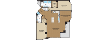 2 bed 2bath with den D1A Floorplan at Harrison at Reston Town Center