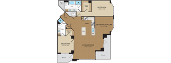 2 bed 2bath with den D1B Floorplan at Harrison at Reston Town Center