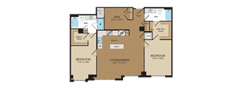 2 bed 2bath with den D3 Floorplan at Harrison at Reston Town Center