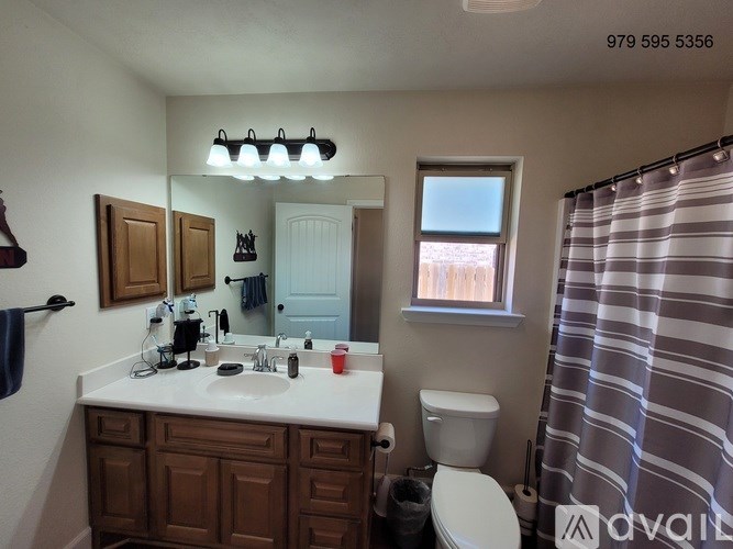 A bathroom with a toilet, sink, and mirror.