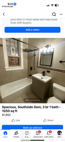 A spacious Southside Gem 3-by-1-by-1 bathroom is for sale.