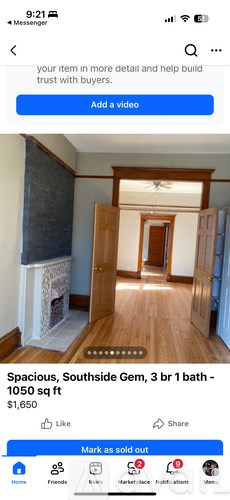 A spacious Southside Gem 3 bedroom apartment with a 1050 sq ft area is for sale at $1,650.