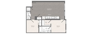 Benton J 1 BD 1 BA + DEN Floorplan  at 2255 Wisconsin, Washington, 20007