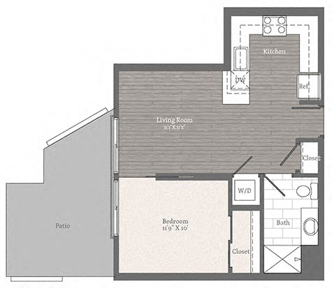 Manor 1 BD 1 BA Floorplan  at 2255 Wisconsin, Washington, Washington