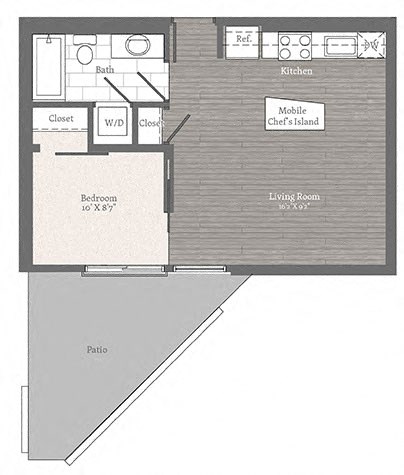 Observatory Junior 1 BD 1 BA Floorplan at 2255 Wisconsin, Washington, 20007