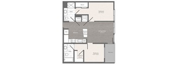 Calvert 2 BD 2 BA Floorplan at 2255 Wisconsin, Washington, 20007