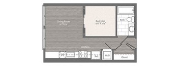 Edmunds A STUDIO 1 BA Floor Plan at 2255 Wisconsin, Washington, 20007
