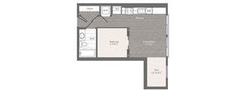 Edmunds B STUDIO 1 BA Floorplan at 2255 Wisconsin, Washington, DC