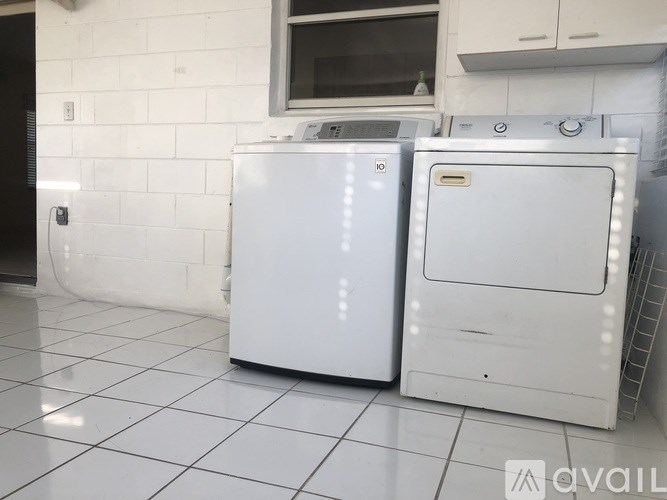 Two white appliances in a kitchen.