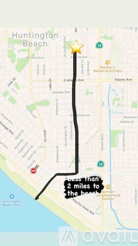 A map shows a route to the beach.