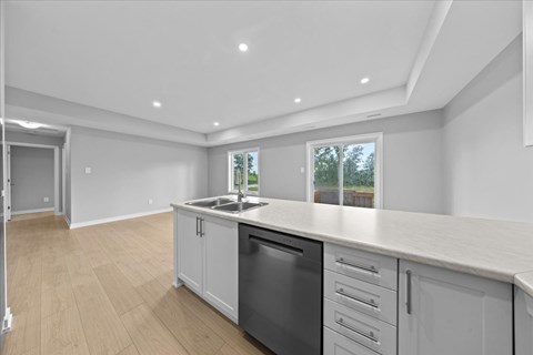 A modern kitchen with a dishwasher and a sink.