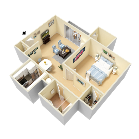Lynn Floor Plan at Clarion Crossing Apartments, PRG Real Estate Management, Raleigh, NC
