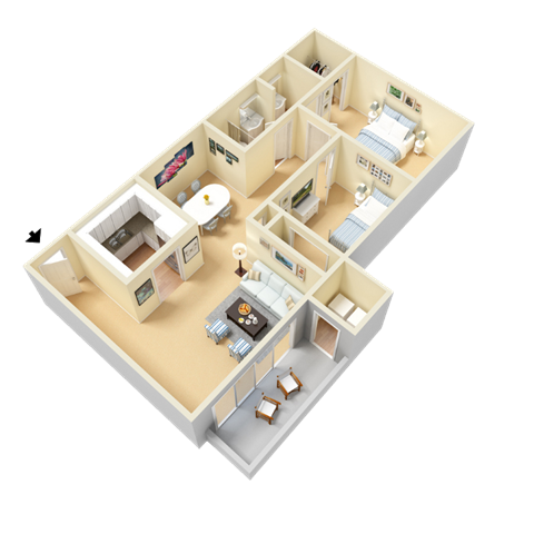Fletcher Floor Plan at Clarion Crossing Apartments, PRG Real Estate Management, Raleigh