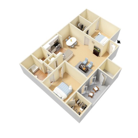 Windemere Floor Plan at Clarion Crossing Apartments, PRG Real Estate Management, North Carolina