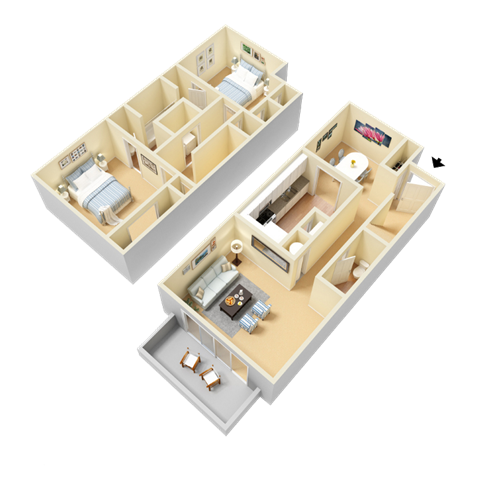 Durant Floor Plan at Clarion Crossing Apartments, PRG Real Estate Management, North Carolina, 27606