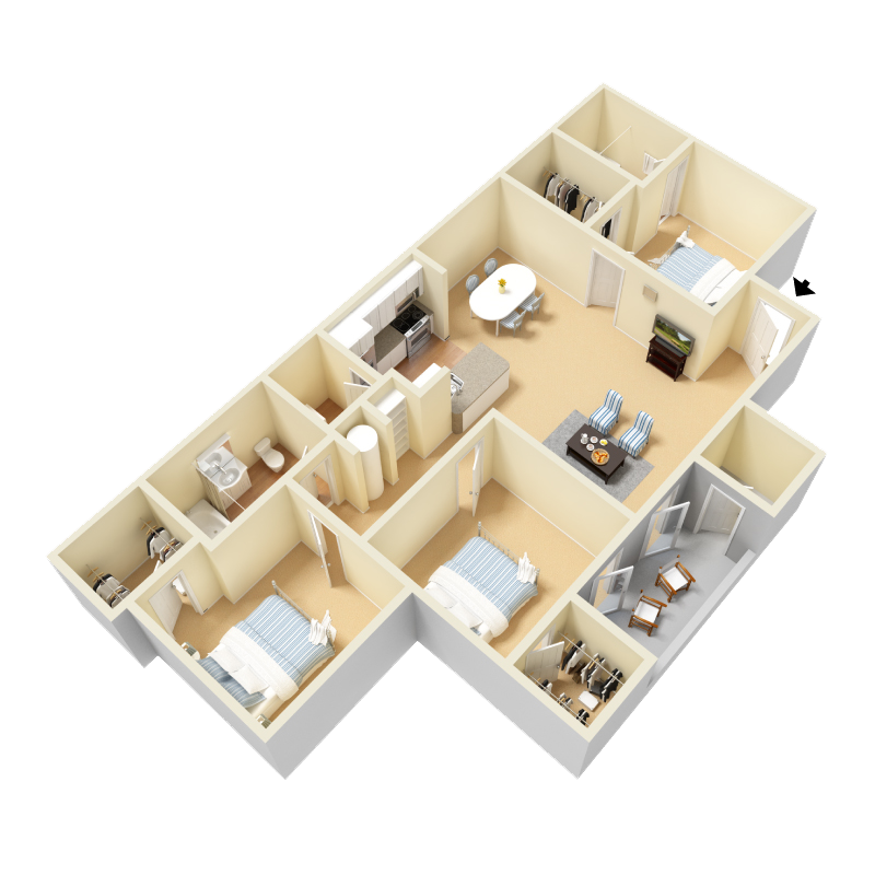 Umstead Floor Plan at Clarion Crossing Apartments in West Raleigh