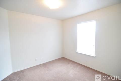 A room with a window and carpeted floor.