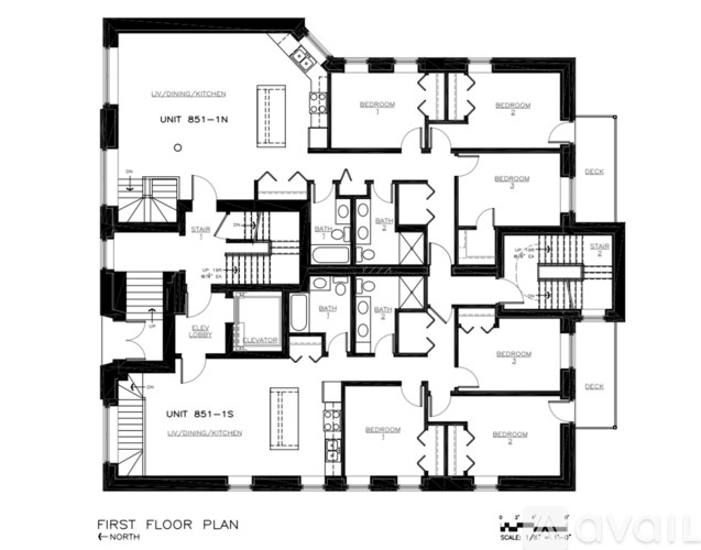 A black and white image of a floor plan for an apartment.