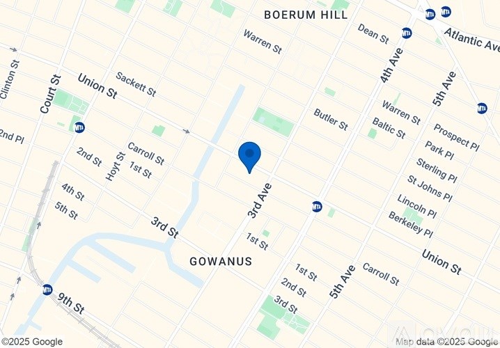 A map shows a blue pin on the intersection of 3rd and 5th streets.