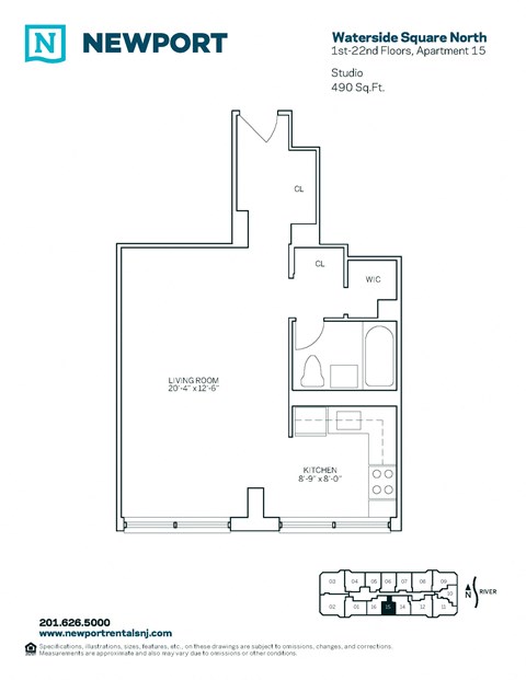 55 River Drive South Studio-3 Beds Apartment for Rent - Photo Gallery 14