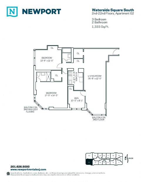 35 River Drive South Studio-3 Beds Apartment for Rent - Photo Gallery 17