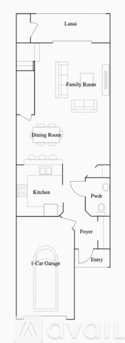 A floor plan of a house with a garage.