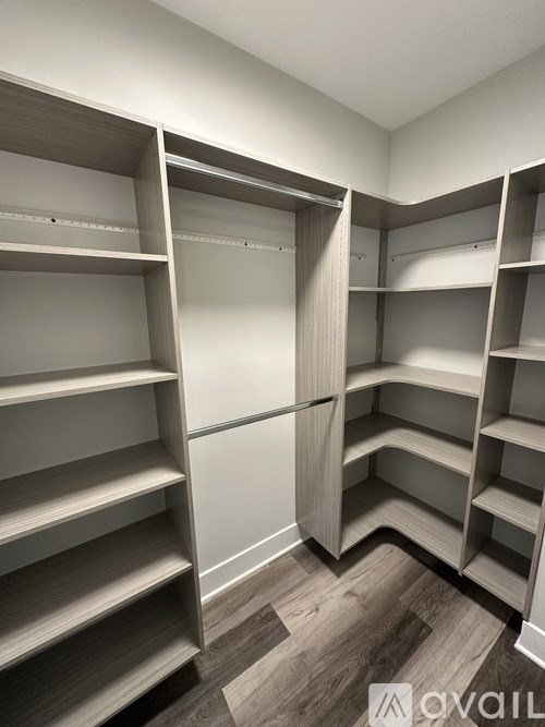 A series of open and closed shelves in a room.