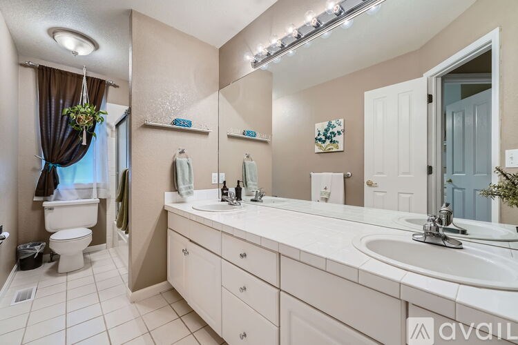 A bathroom with a white counter and a white toilet.