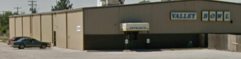 A building with the words Valley Bowl on it.