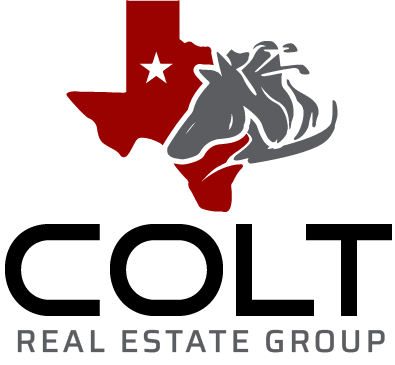 A logo for the Colt Real Estate Group featuring a silhouette of a horse's head.