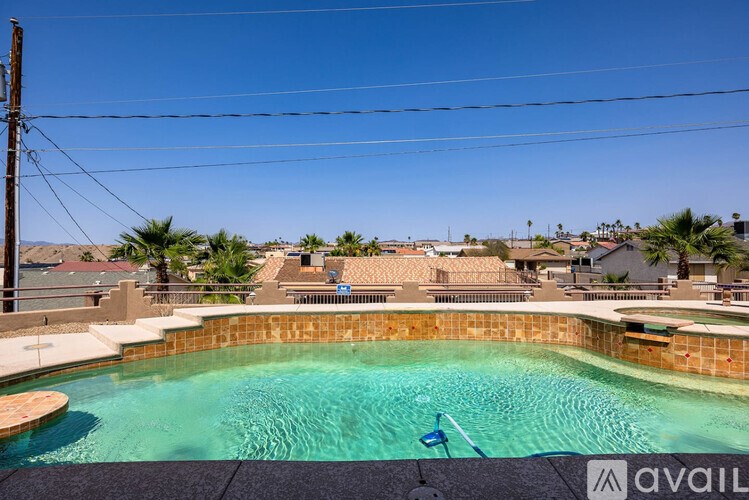 A pool with a blue chair and a sign that says "available".