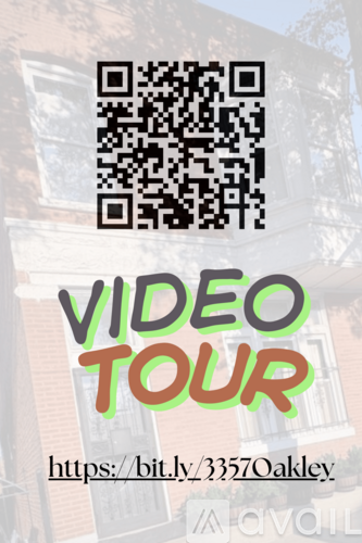 A poster advertising a video tour with a QR code and a URL.